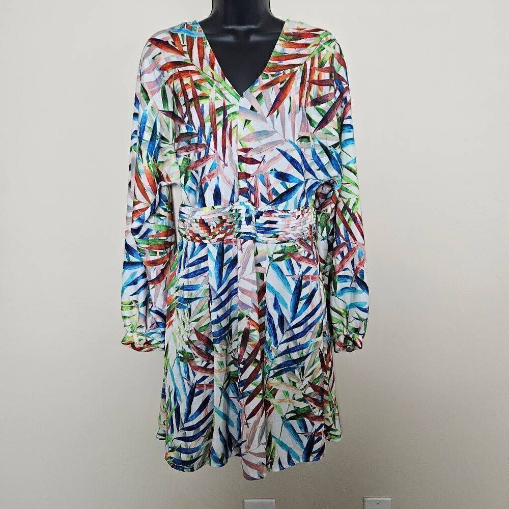 Boston Proper Tropical Long Sleeved Dress